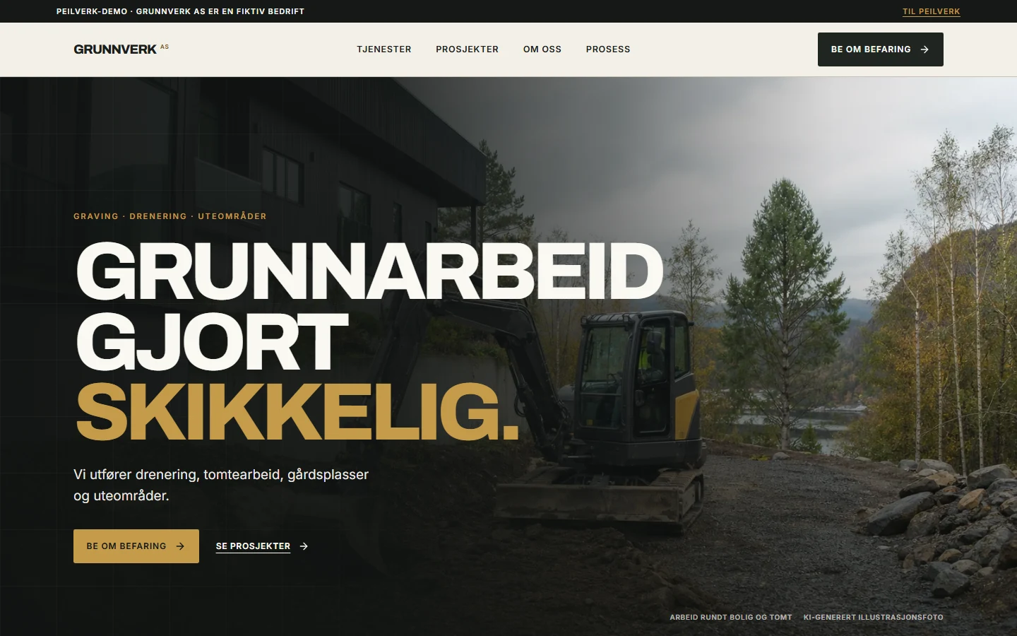 Forhåndsvisning av Peilverks mal for grunnarbeid og utemiljø